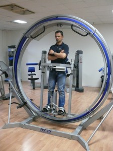 Filippo working in the gyroscope, used in the training for astronauts