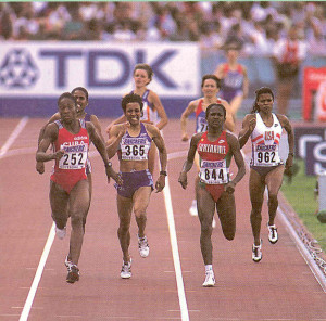 Letitia going for silver in 1.56.65 World Championships 1995 Goteborg (2nd from right)